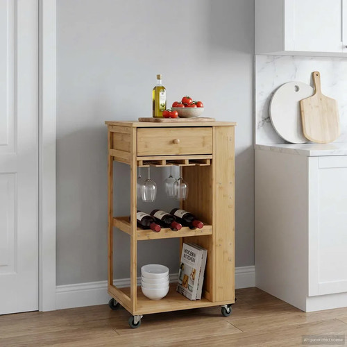 Carrello cucina bambù - carrello,