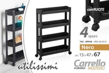 CARRELLO CARRELLINO MULTIUSO CUCINA BAGNO SALVASPAZIO SLIM 4 RIPIANI 67*47*15cm