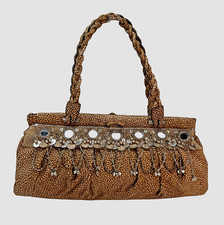 Borsa media vintage Borbonese occhio della pernice scamosciata monete perline