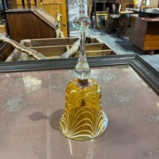 Antica Grande campana in vetro epoca XIX sec Giallo e bianco . Mis h cm 35