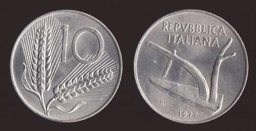 Lire 1977 spighe aratro - lire,