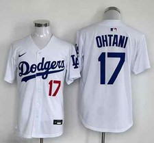 HOT Maglia Uomo Shohei Ohtani #17 DODGERS Uomo Bianco Blu Tutte Cucite