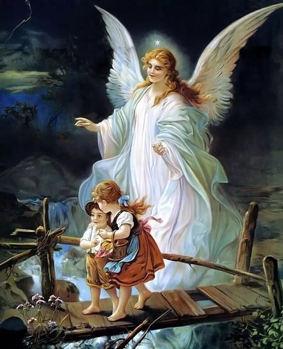 Angelo custode con bambini - angelo,