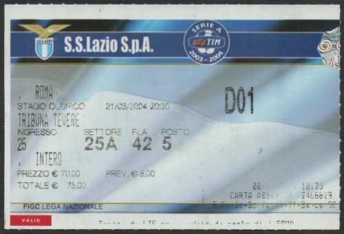 Biglietto stadio ticket lazio - biglietto,