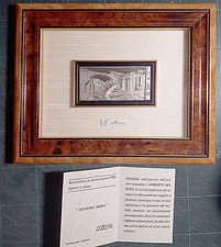 Quadro bassorilievo Argento 999% Lamberto Moroni con cornice Radica
