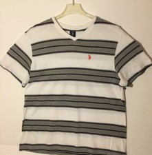 U.S. POLO ASSN T-shirt uomo manica corta X-Large bianco/grigio/nero a righe
