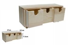 Porta Oggetti Mini Cassettiera 3 Cassetti Legno Naturale Decoupage 53387A dfh