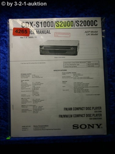 Manuale servizio sony - servizio, cdx