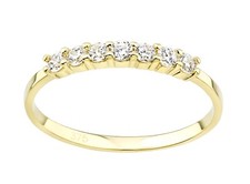 Anello Eternità Oro Giallo 9ct 0,20ct Diamante Simulato 7 Pietre Misura dalla J alla S