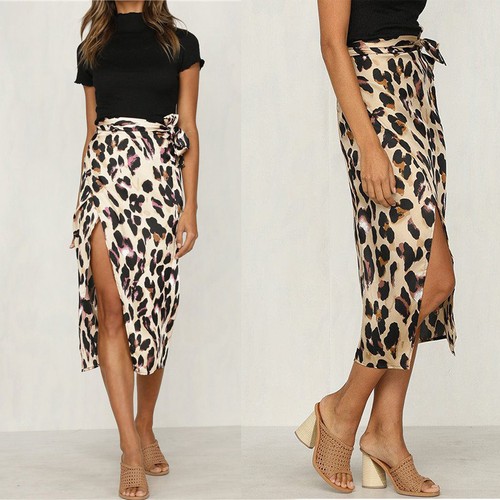 Gonna midi stampa leopardata