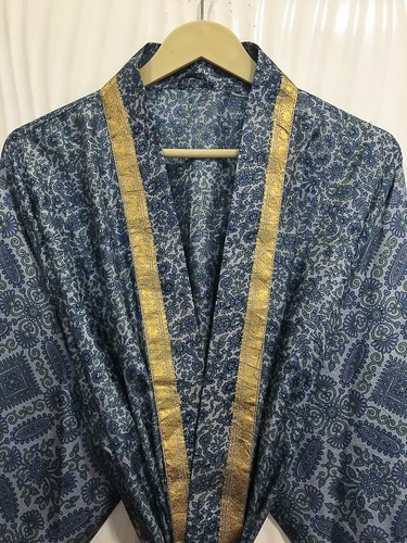 Abito lungo kimono grigio blu - abito,