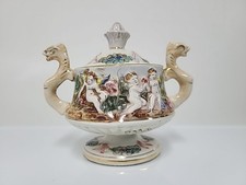 Antica zuccheriera R.Capodimonte brillante multicolore bordo oro cherubino in rilievo ottime condizioni