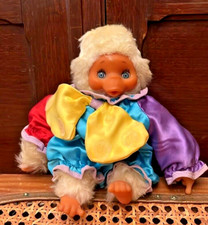 BAMBOLA MONCHICHI CLOWN VINTAGE ANTICO CM.23 VESTITO ORIGINALE