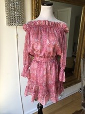 Abito Mini A Manica Quarto Floreale Rosa Taglia Piccola