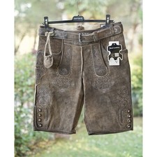 PANTALONCINI NUOVI tg.44/46 it.  PELLE  TIROLESE BAVARESE LEDERHOSEN UOMO