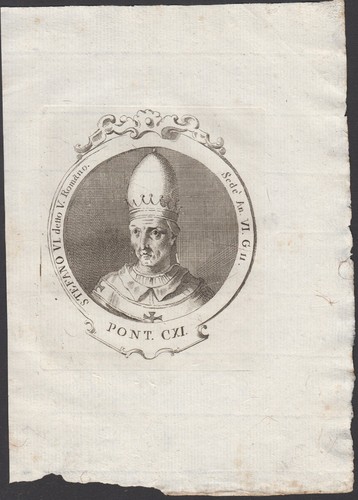 Stampa incisione papa stefano - incisione,