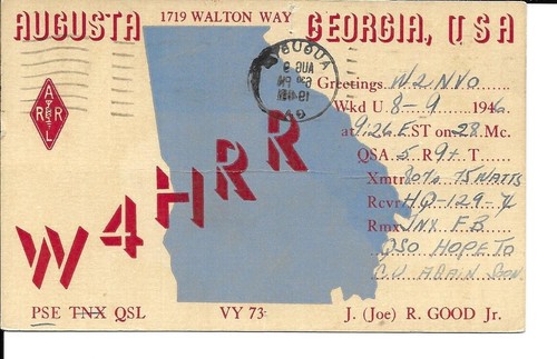 Scheda radio qsl 1946 - 1946, augusta