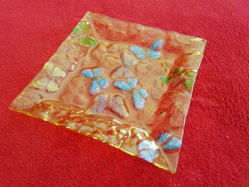 Piatto vetro decorato con - vetro,