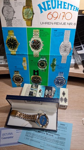 1970 sicura breitling oro blu - breitling,