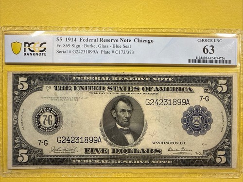 1914 frn chicago - 1914, $5