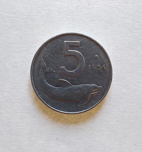 Moneta lire cinque delfino - moneta, 5
