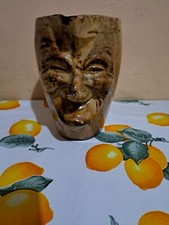 Brocca Antica Anni 40/50  Faccia Grottesca Arte Popolare Ceramica Smaltata