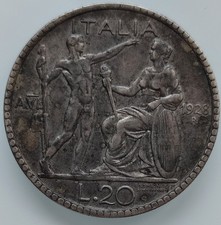 Moneta Argento Regno d'Italia 20 Lire Littore 1928 Vittorio Emanuele Savoia