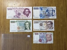 LOTTO 5 BANCONOTE LIRE 50000 BERNINI 10000 VOLTA 5000 BELLINI 2000 1000 D1