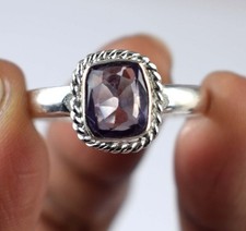 Anello certificato pietra preziosa cuscino alessandrite che cambia colore...