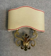 Set 2 Lampade Applique Giglio a muro in ottone lucido con paralume in pergamena