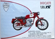 F009 FOGLIO PUBBLICITARIO MOTO DUCATI 125 TS CON CARATTERISTICHE ANNI 50/60