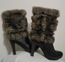 Stivale con pelo, come nuovo, nero, n. 39, tacco 9 cm