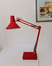 ♥ LAMPADA DA TAVOLO DA SCRIVANIA ARCHITETTO ROSSA METAL ART SPACE AGE DESIGN