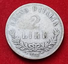 REGNO D'ITALIA VITTORIO EMANUELE II° SAVOIA MONETA DUE 2 LIRE VALORE 1863 TORINO