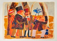 Franz Borghese  Litografia a colori  L'uccello meccanico