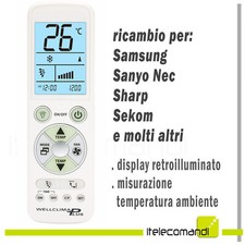 TELECOMANDO CONDIZIONATORE CLIMATIZZATORE Samsung Sanyo Nec Sharp Sekom
