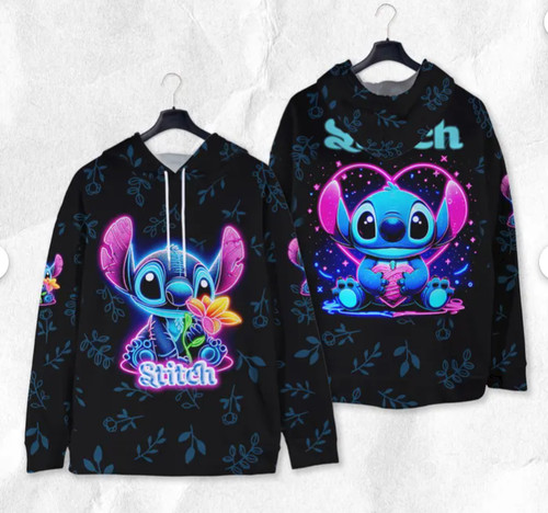 Felpa con cappuccio stitch - felpa,