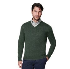 1stAmerican Maglia Uomo Collo a V in Cashmere e Seta – Pullover Manica Lunga