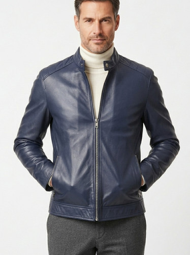 Giacca pelle uomo blu - , navy