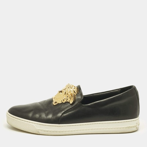 Versace black leather medusa - black,