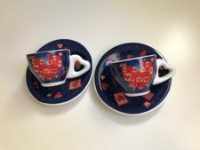 COPPIA TAZZINE DA CAFFÈ CON PIATTINO IN CERAMICA BACI PERUGINA 