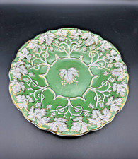 Piatto decorativo piatto fastoso Dulevo Russia anni 50 verde e oro decorato