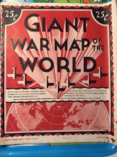 Mappa del mondo della guerra gigante seconda guerra mondiale 41" x 27" di Geograhin Karoly-Szanto