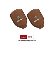 2x ALFA sun visor clip, Cognac