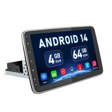 Autoradio 1 DIN 64GB Android 14 Carplay 360° Girevole Schermo WIFI GPS Navi BT