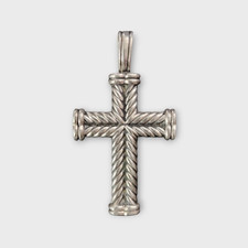Ciondolo croce David Yurman argento sterling classico cavo chevron