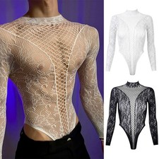 T-shirt uomo sexy pizzo maglia