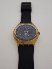 Swatch AG 1989 Giallo Blu - Water Resistant - Cinturino nero