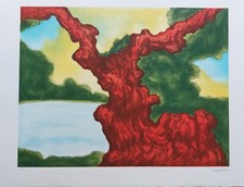 DOMENICO CANTATORE -"IL GRANDE ULIVO "- CERAMOLLE 59,5x78 cm- C.O.A. LOMBARDI  