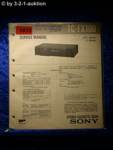 Manuale servizio sony tc - manuale,